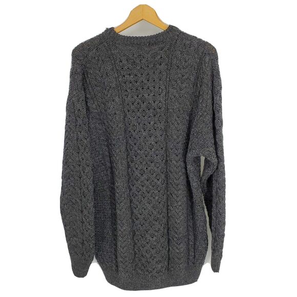 New Rue Saint Patrick Mens Fisherman Sweater Cable Gray Wool Ireland Size XXL - Picture 2 of 4